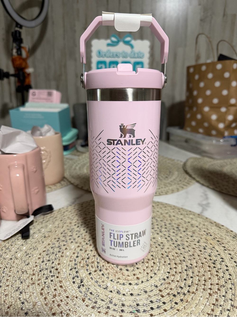 RARE Stanley Ice Flow Flip Straw Tumbler 30oz, pink